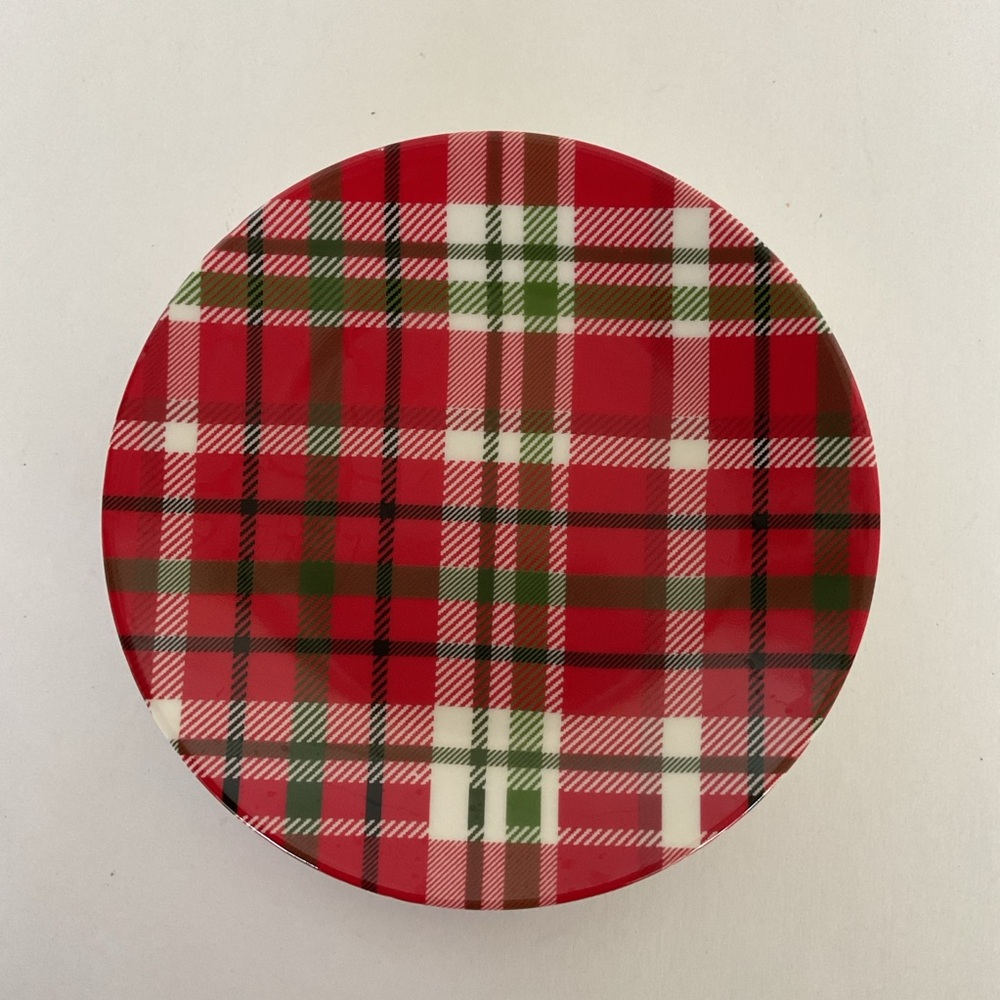 Pier 1 Red Plaid Desert Plate